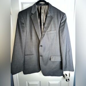Arnold Brant Saks 44R Wool Cashmere Gray Blue Stripe Sports Coat Jacket 44 R